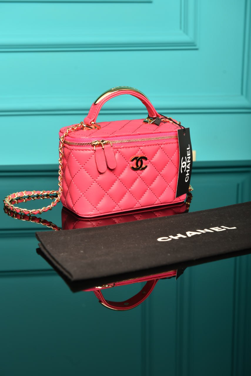 CH - Quilted Small Lambskin Vanity Case Bag