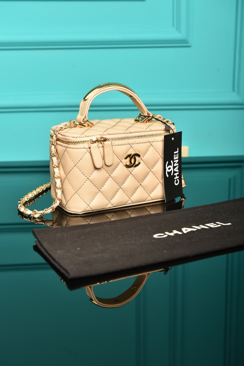 CH - Quilted Small Lambskin Vanity Case Bag