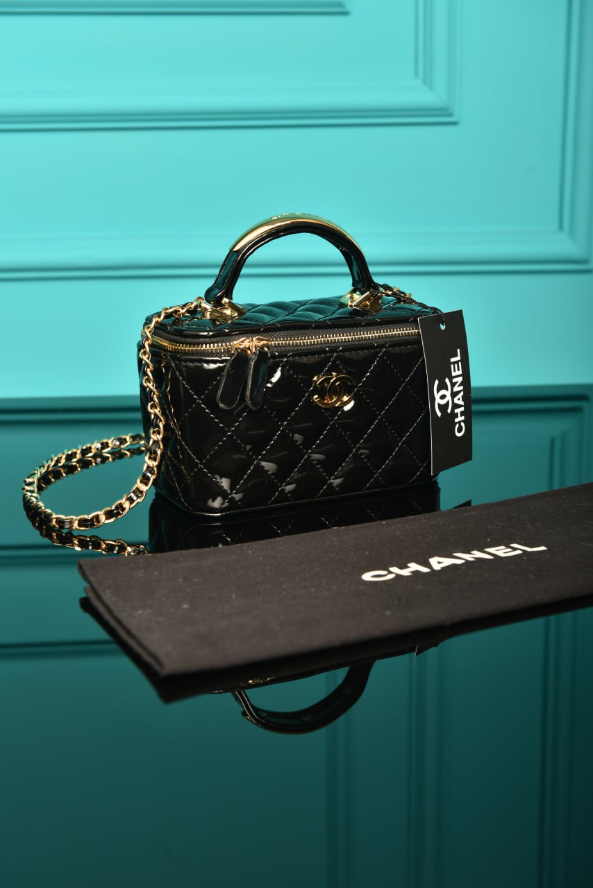CH - Quilted Small Lambskin Vanity Case Bag