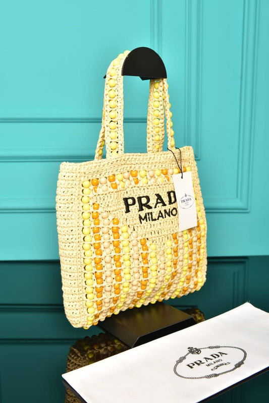 PRD - Wood Bead Embroidered Logo Tote Bag