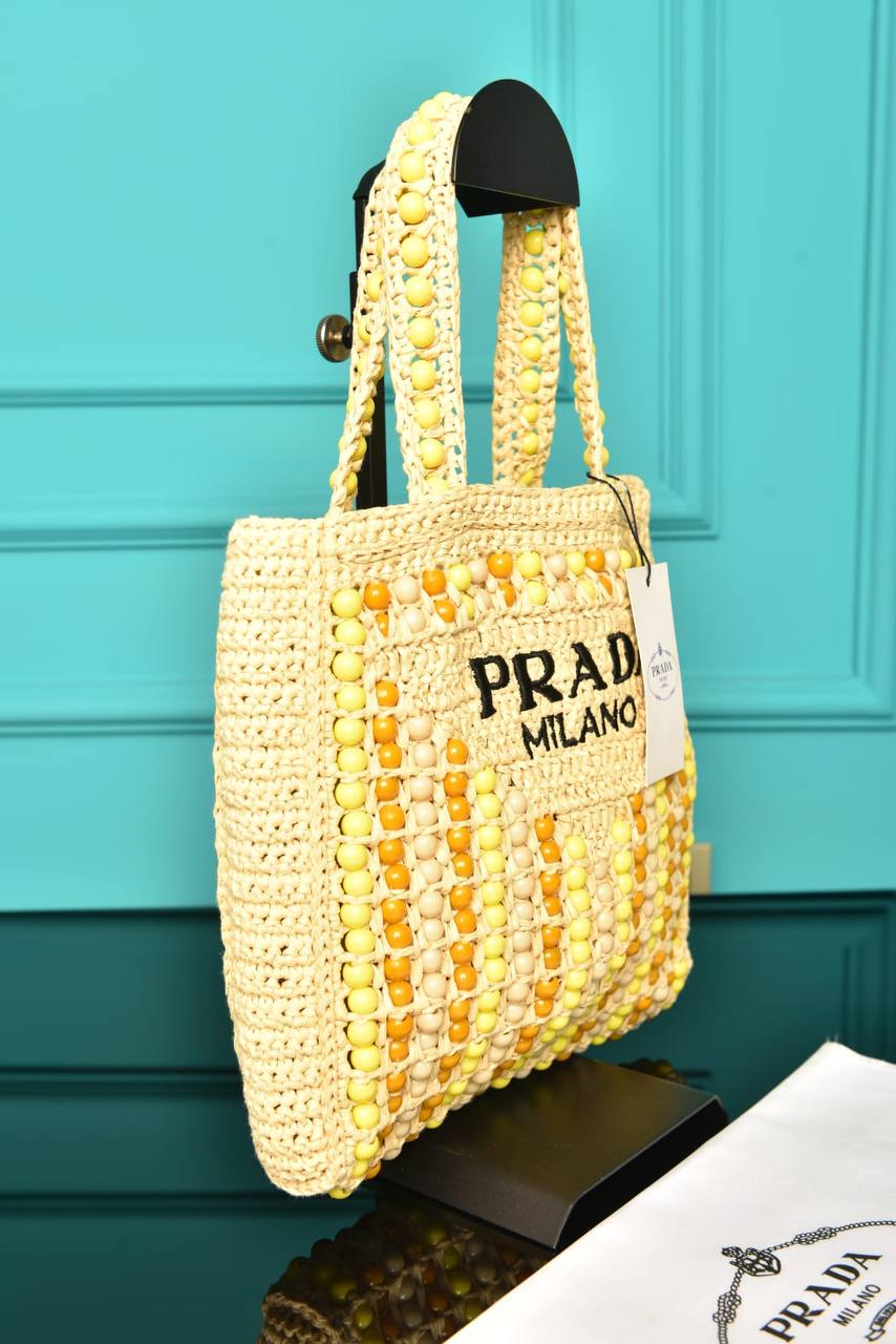 PRD - Wood Bead Embroidered Logo Tote Bag