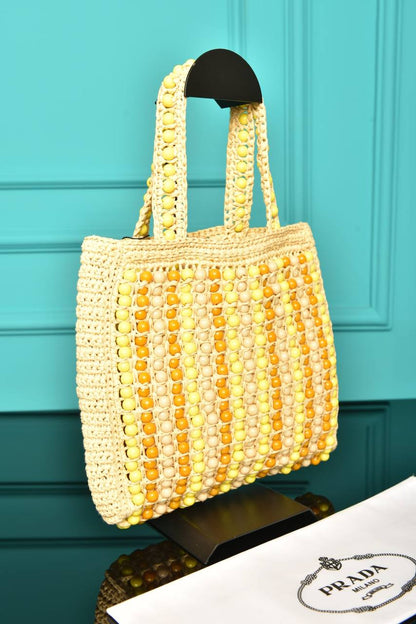 PRD - Wood Bead Embroidered Logo Tote Bag