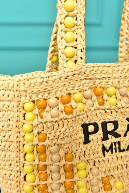 PRD - Wood Bead Embroidered Logo Tote Bag