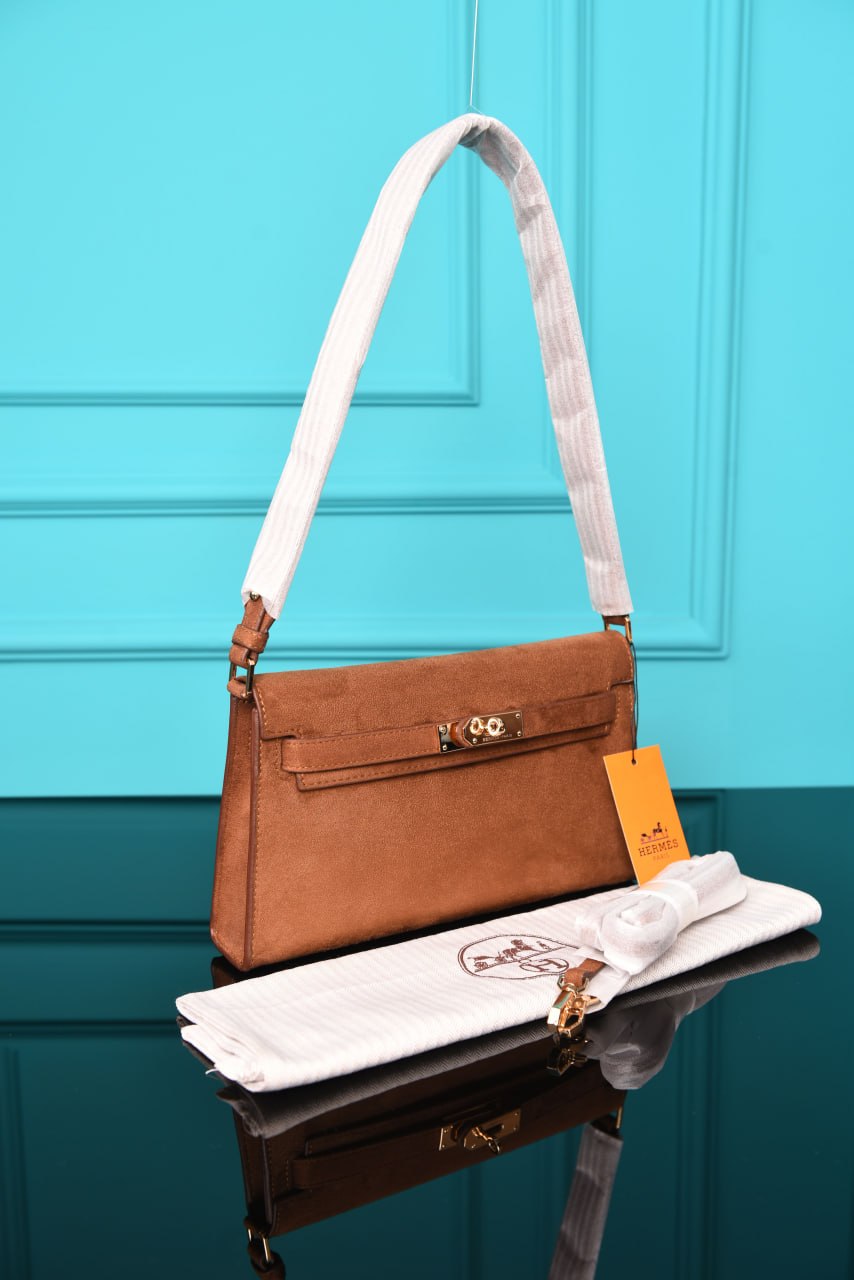 HRMS - Kelly Classique To Go Wallet in Suede