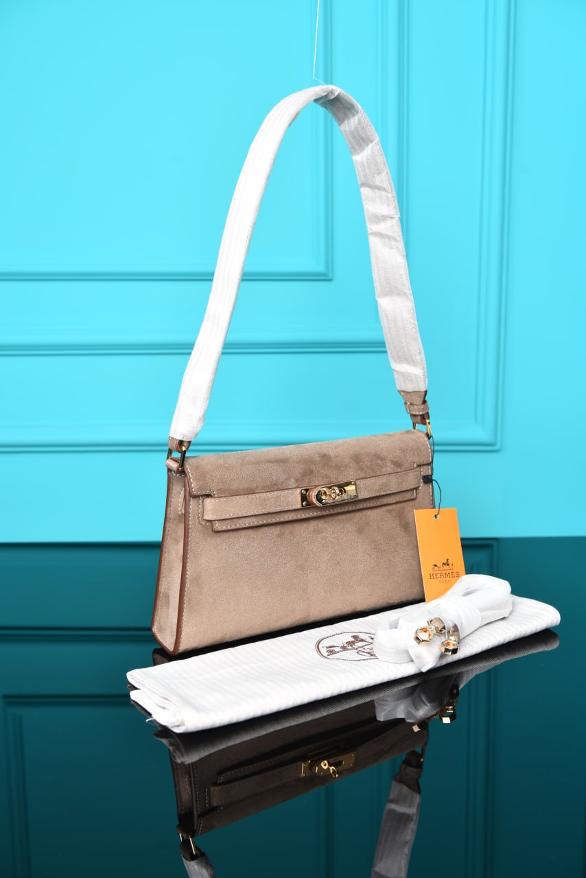 HRMS - Kelly Classique To Go Wallet in Suede