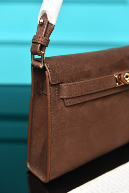 HRMS - Kelly Classique To Go Wallet in Suede