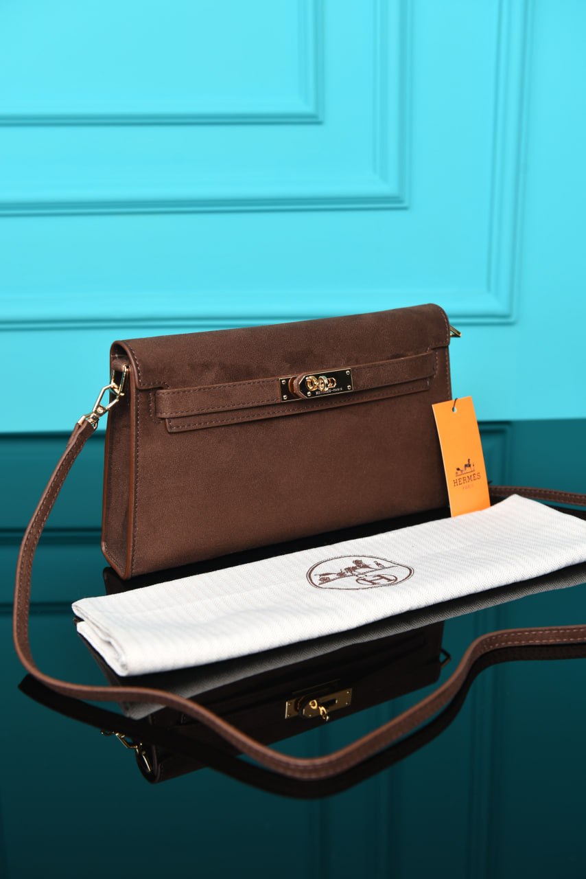 HRMS - Kelly Classique To Go Wallet in Suede