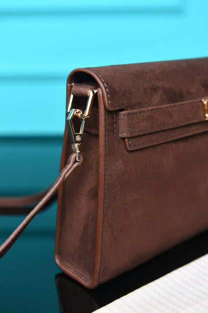 HRMS - Kelly Classique To Go Wallet in Suede