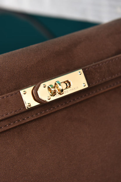 HRMS - Kelly Classique To Go Wallet in Suede