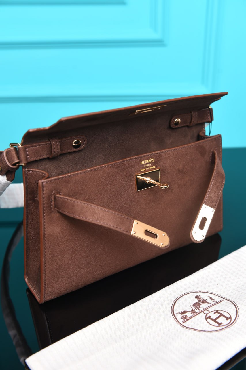 HRMS - Kelly Classique To Go Wallet in Suede