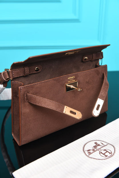 HRMS - Kelly Classique To Go Wallet in Suede