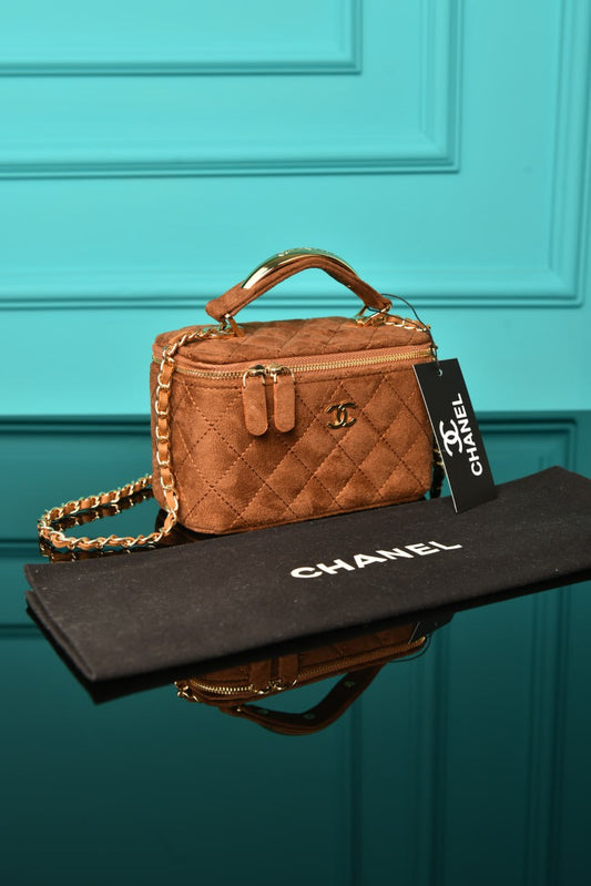 CH - Quilted Small Vanity Case in Suede