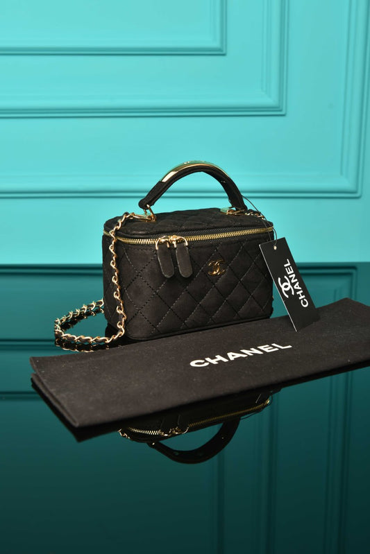 CH - Quilted Small Vanity Case in Suede