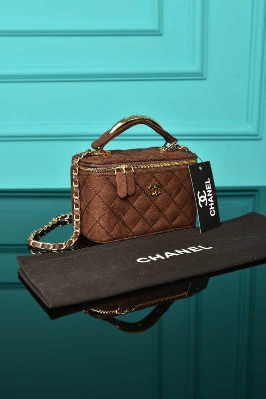 CH - Quilted Small Vanity Case in Suede