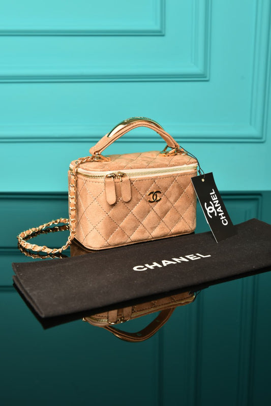 CH - Quilted Small Vanity Case in Suede