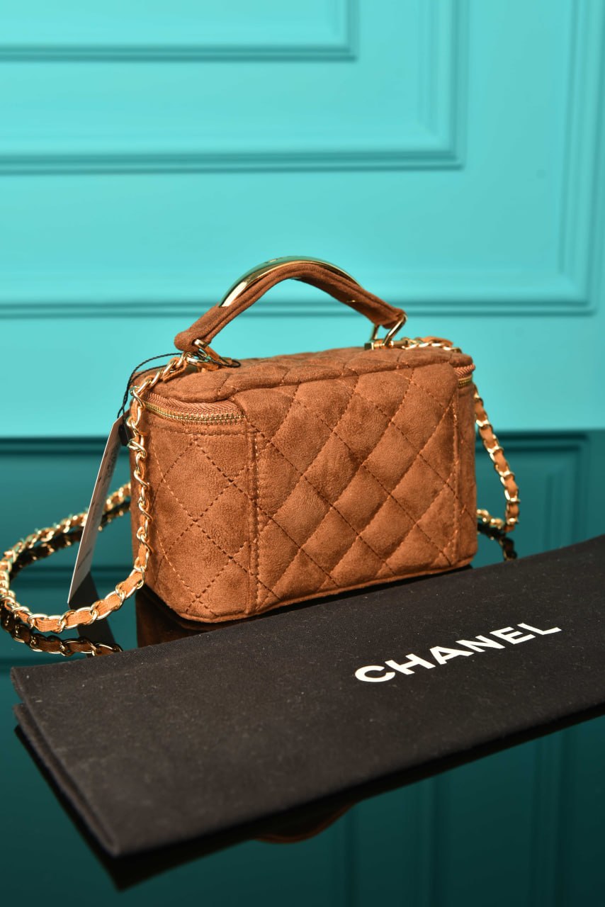 CH - Quilted Small Vanity Case in Suede