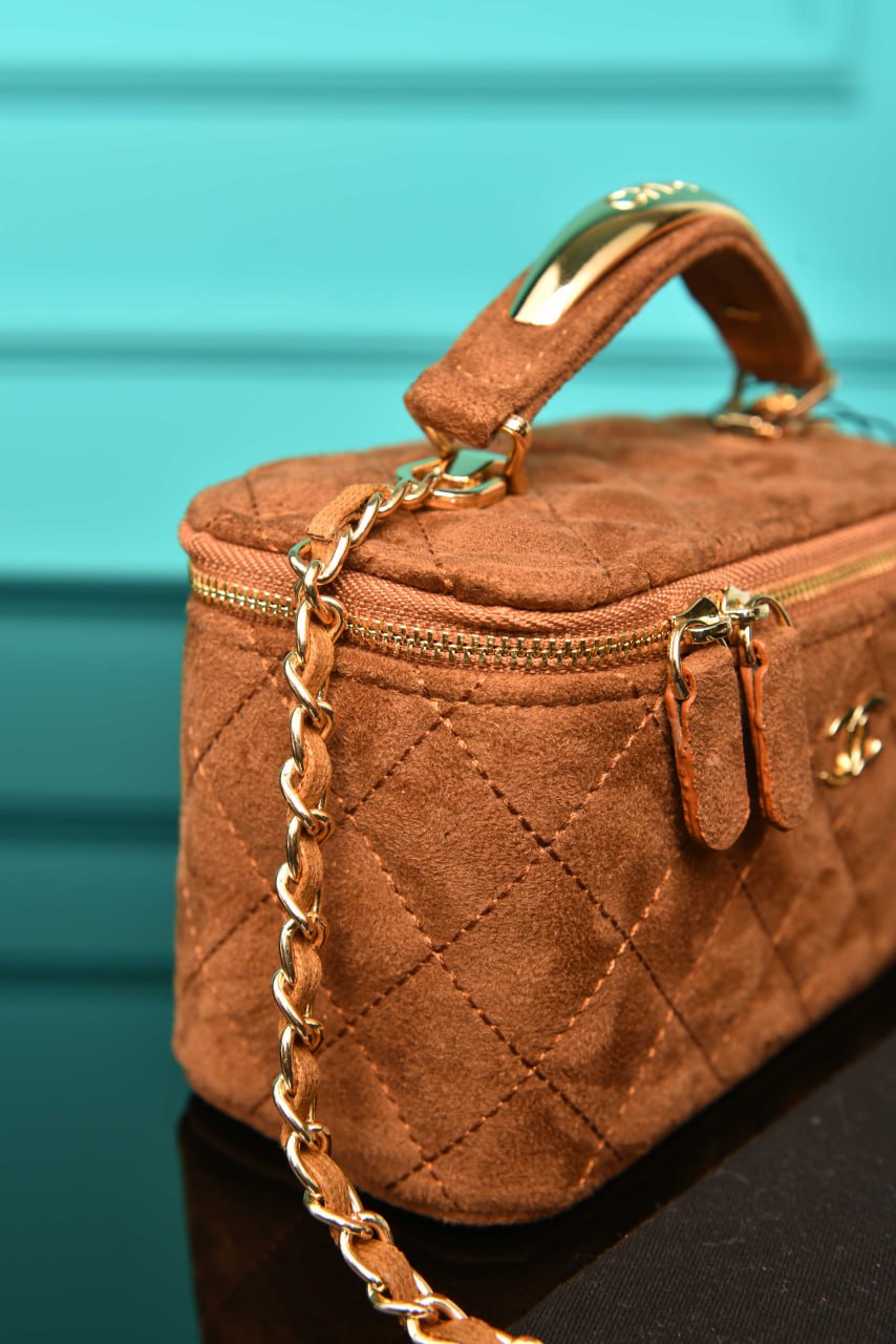 CH - Quilted Small Vanity Case in Suede