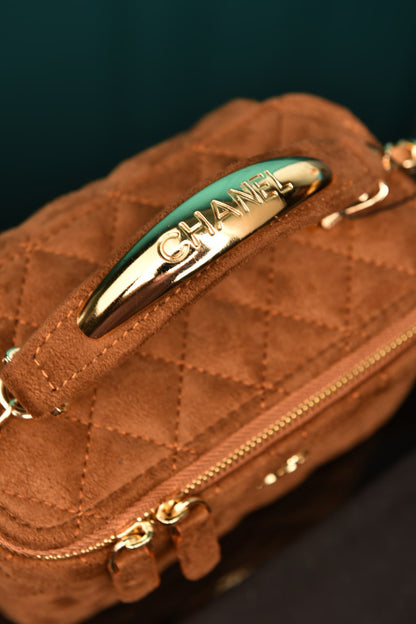 CH - Quilted Small Vanity Case in Suede