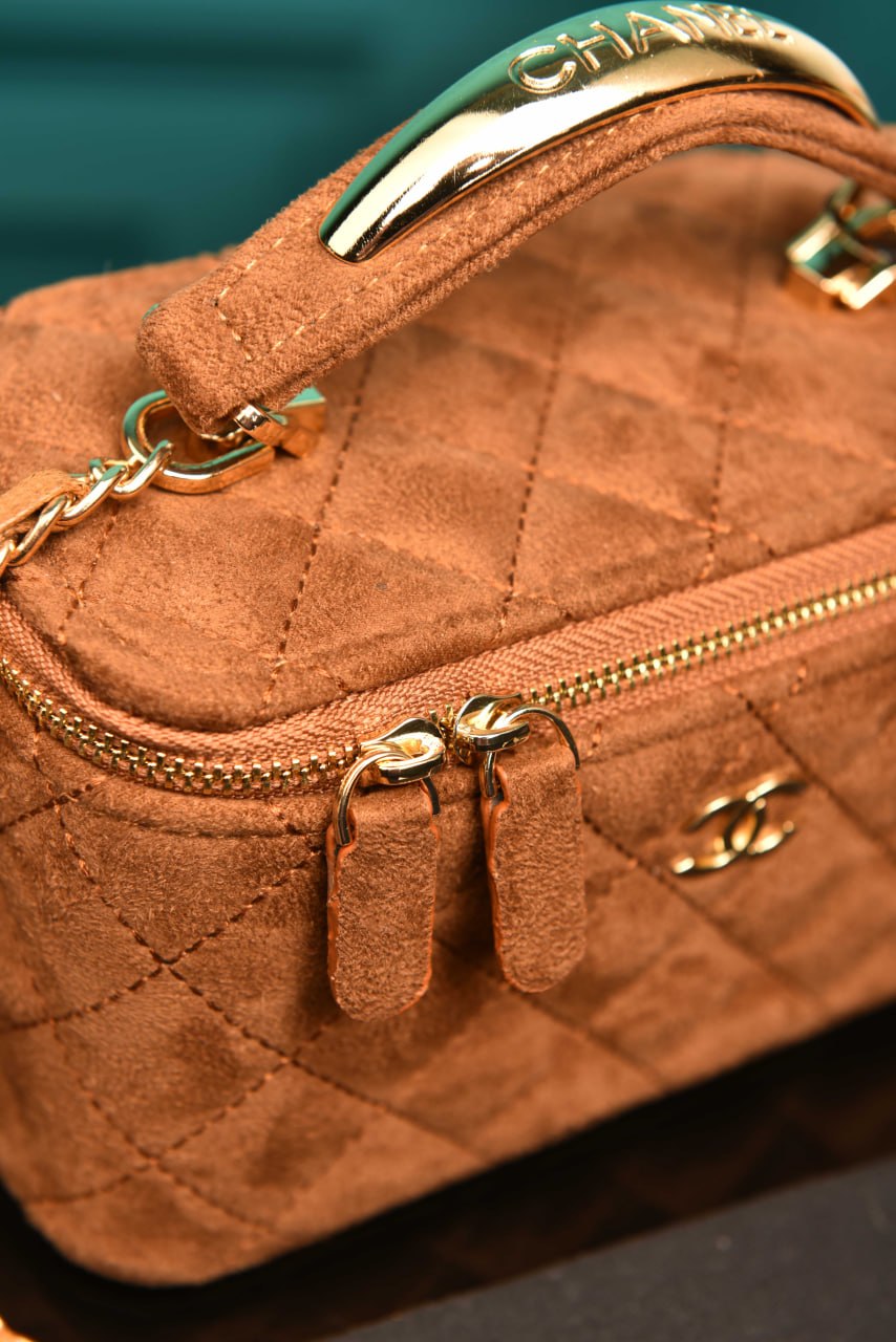 CH - Quilted Small Vanity Case in Suede