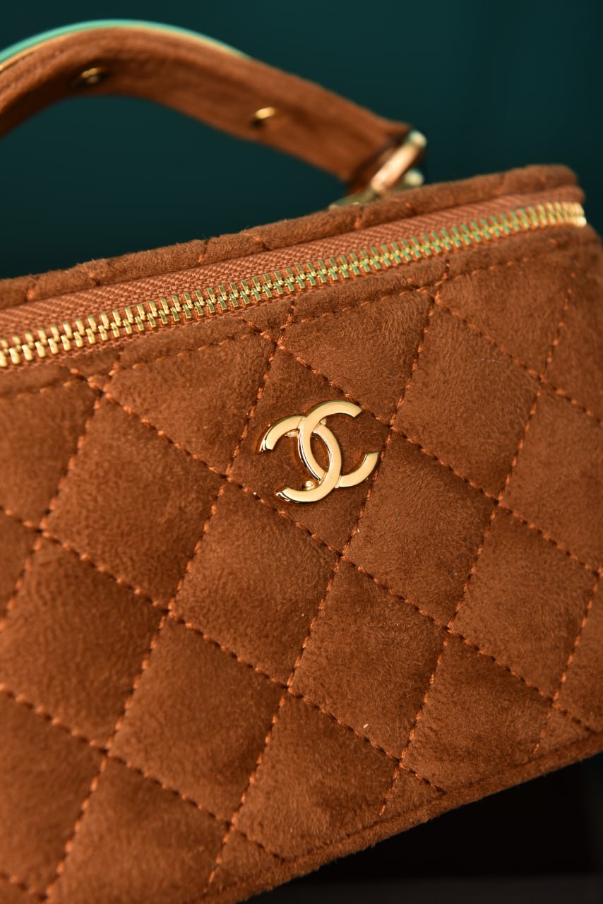 CH - Quilted Small Vanity Case in Suede