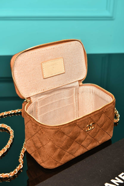 CH - Quilted Small Vanity Case in Suede