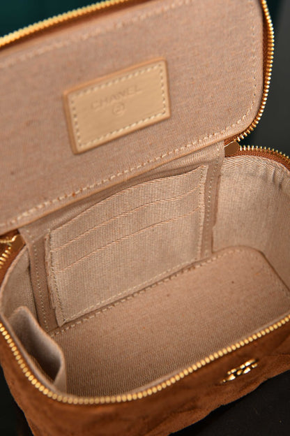 CH - Quilted Small Vanity Case in Suede