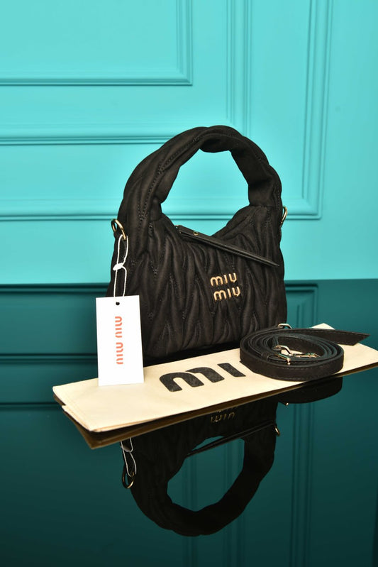 MM - Wander Matelasse Nappa Leather Hobo Mini Bag  in Suede