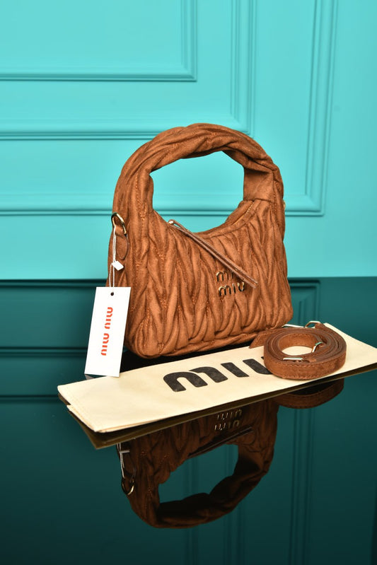 MM - Wander Matelasse Nappa Leather Hobo Mini Bag  in Suede