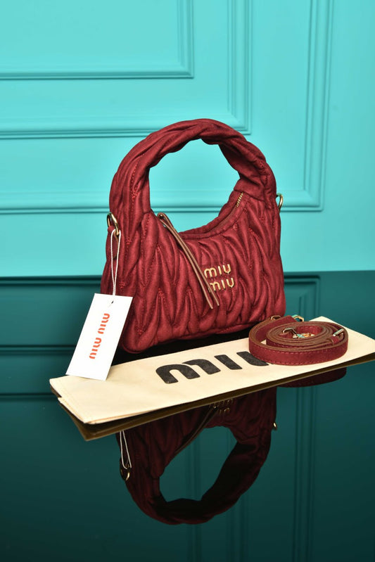 MM - Wander Matelasse Nappa Leather Hobo Mini Bag  in Suede