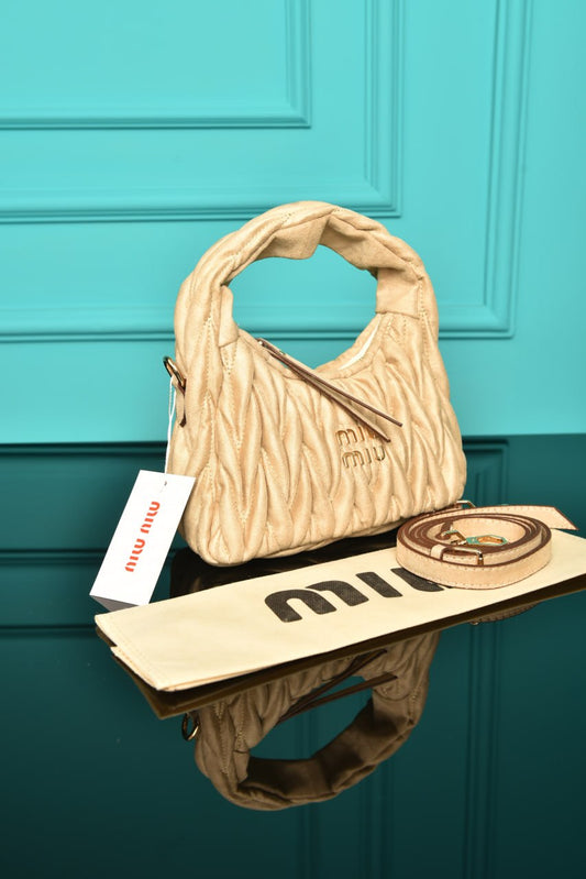 MM - Wander Matelasse Nappa Leather Hobo Mini Bag  in Suede