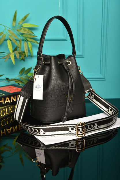 PRD-Vitello Daino Bucket  Bag Black