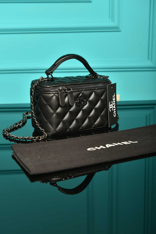 CH - Quilted Small Lambskin Vanity Case Bag