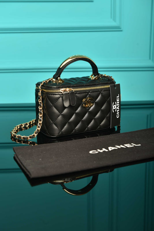 CH - Quilted Small Lambskin Vanity Case Bag