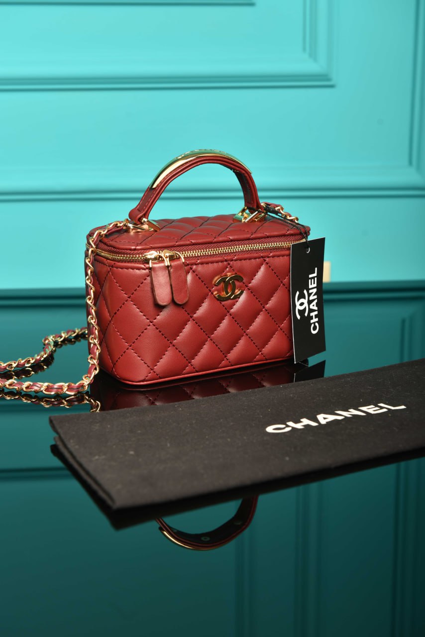 CH - Quilted Small Lambskin Vanity Case Bag