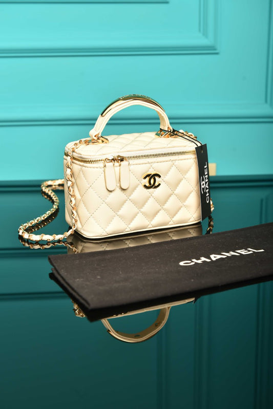 CH - Quilted Small Lambskin Vanity Case Bag