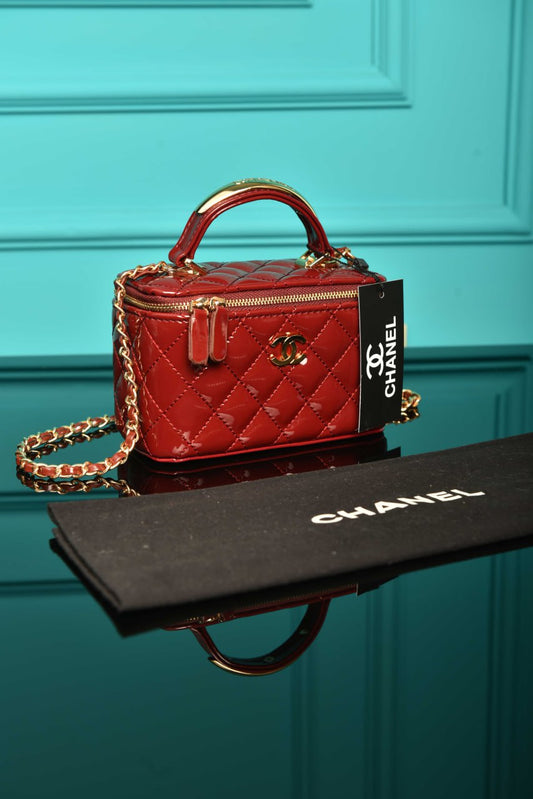 CH - Quilted Small Lambskin Vanity Case Bag