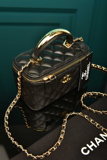 CH - Quilted Small Lambskin Vanity Case Bag